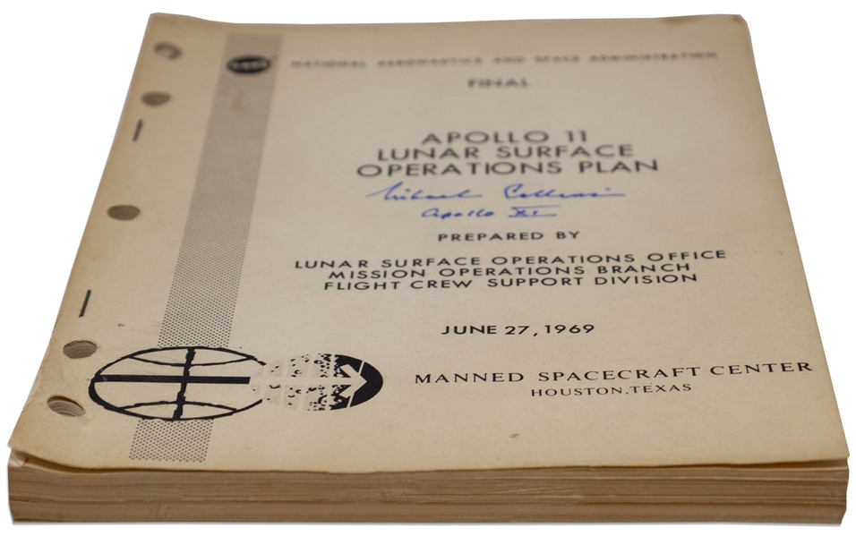 Michael Collins Signed Original Plan for Apollo 11 Lunar Surface Activity